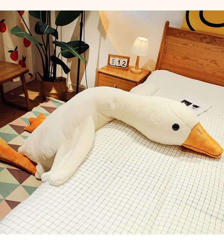 74.8" Giant Long Plush White Goose Stuffed Toy