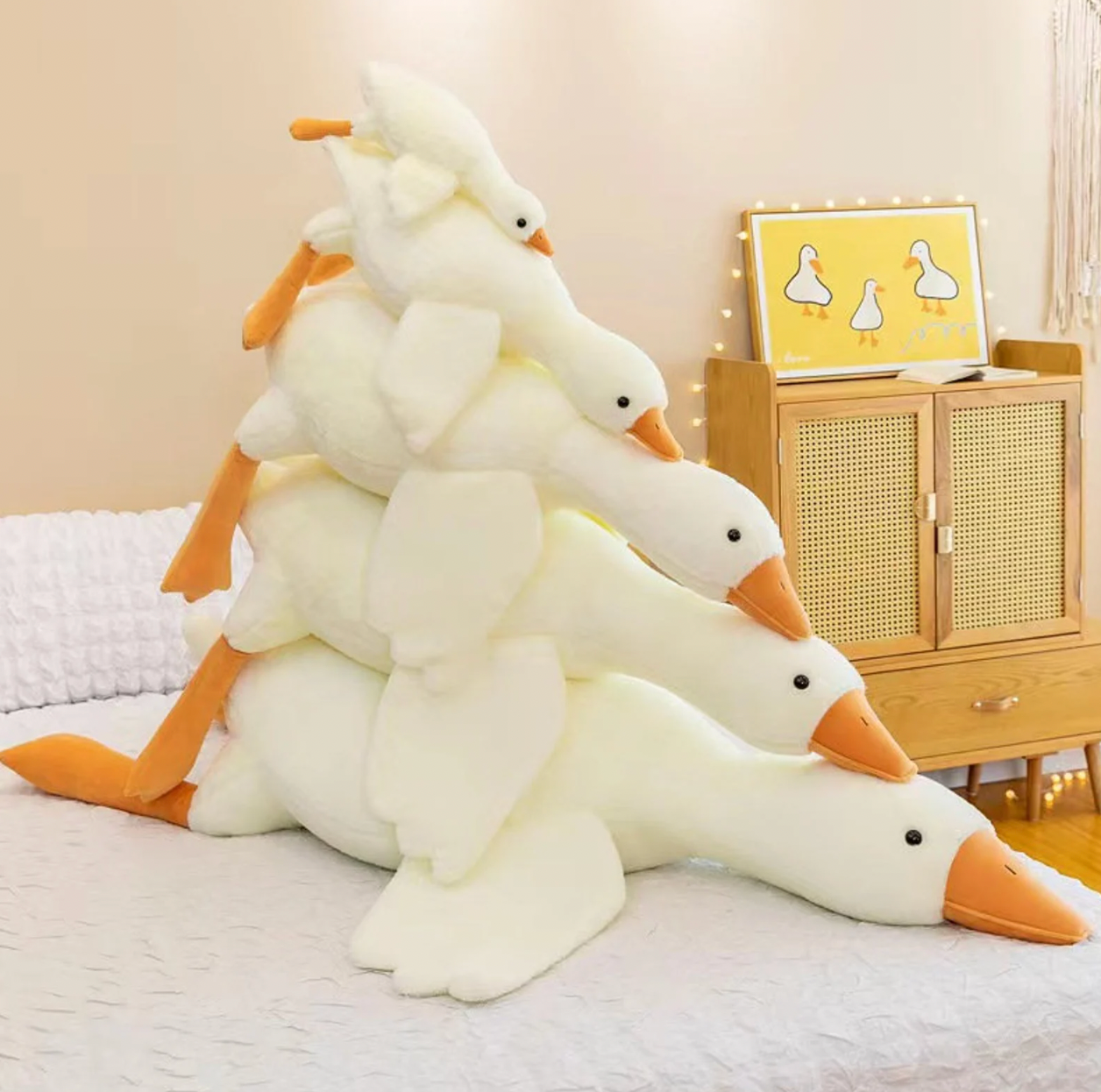 74.8" Giant Long Plush White Goose Stuffed Toy