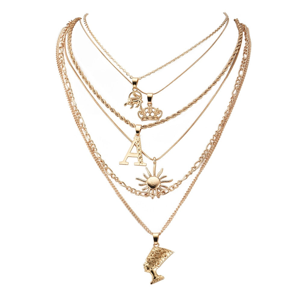 Elephant Crown Multilayer Necklace - Oneposh