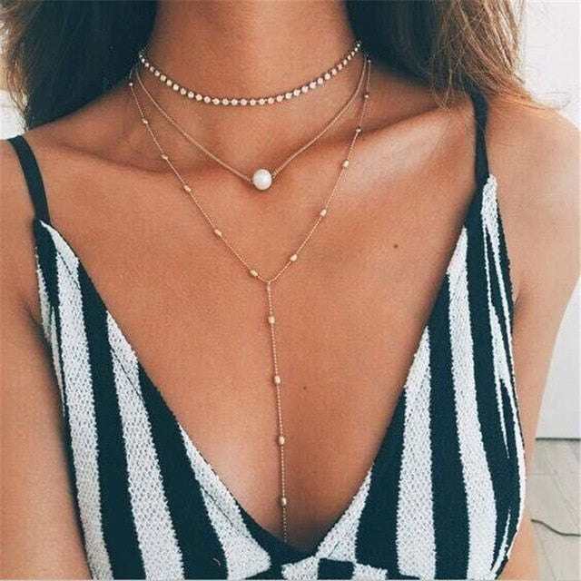Pearl Multi Layer Necklace - Oneposh