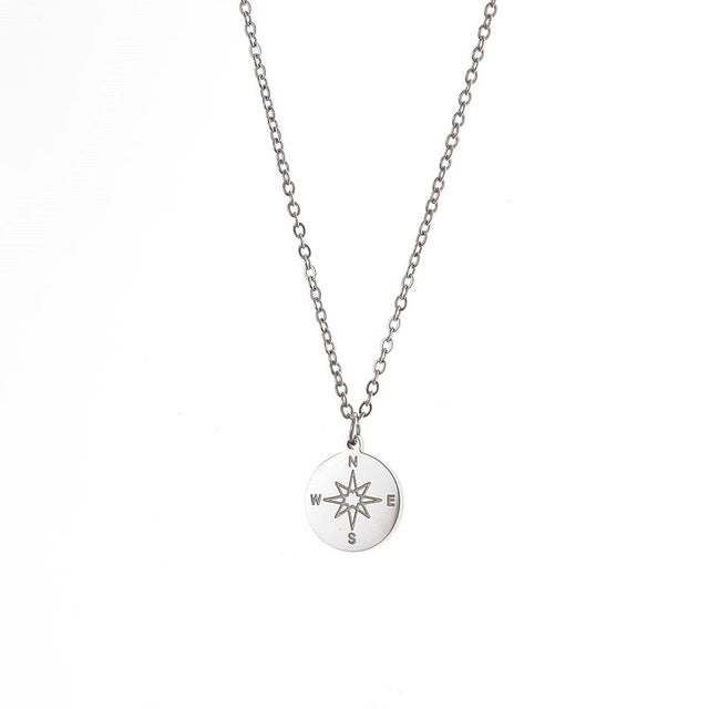 Iris Stainless Steel Compass Pendant Necklace - Oneposh