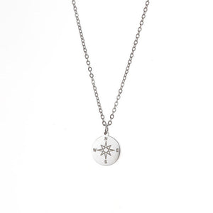 Iris Stainless Steel Compass Pendant Necklace - Oneposh