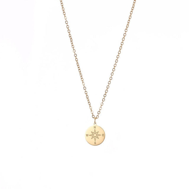 Iris Stainless Steel Compass Pendant Necklace - Oneposh