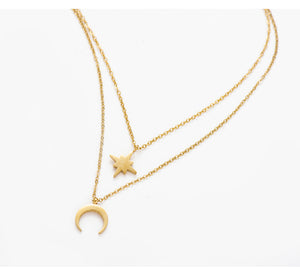 Maylea Moon Star Layered Necklace - Oneposh