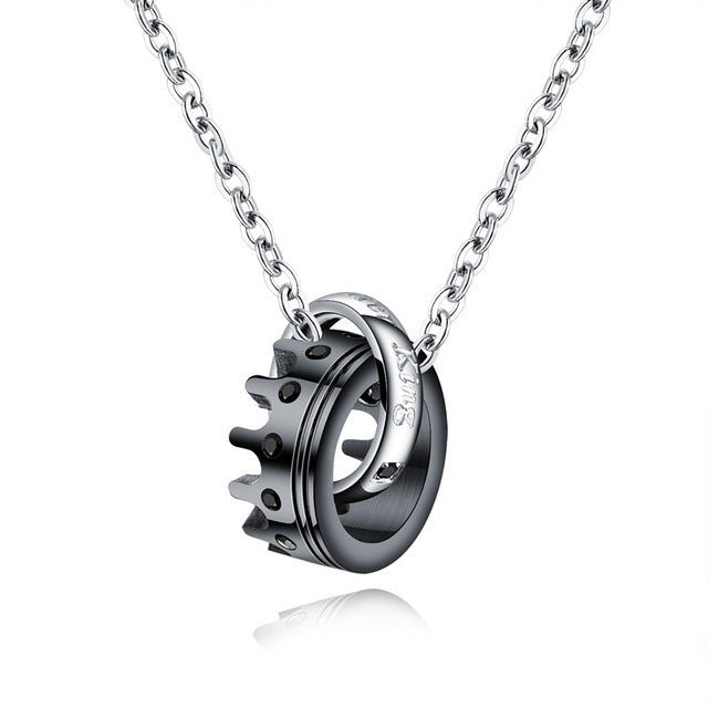 King and Queen Engrave Name Stainless Steel Couple Necklaces - Oneposh