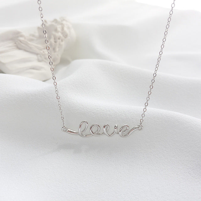 Love 925 Sterling Silver Pendant Necklace - Oneposh