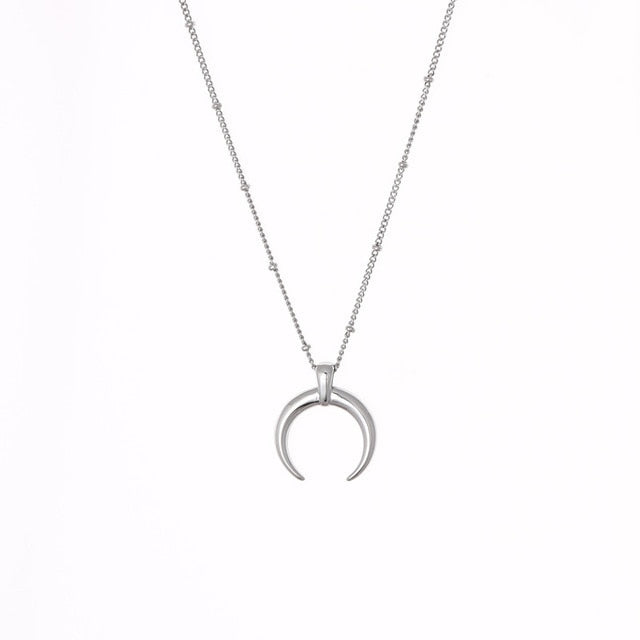 Stainless Steel Moon Pendant Necklace - Oneposh