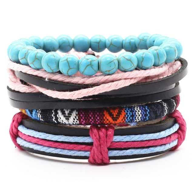 Jonathan 4 Pcs Leather Bracelets Set - Oneposh