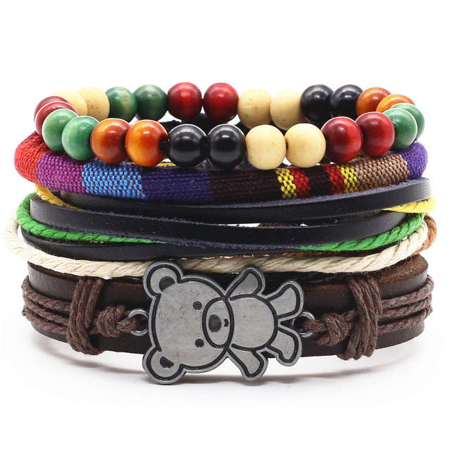 Hunter 4 Pcs Leather Bracelets Set - Oneposh