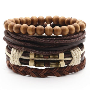 Aaron 4 Pcs Leather Bracelets Set - Oneposh