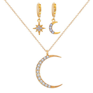 Viva Necklace Earrings Moon Set - Oneposh