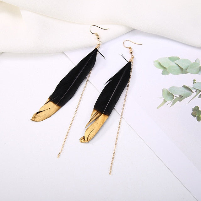 Danae Ethnic Feather Earrings - Oneposh