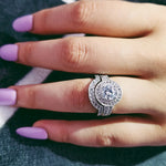 Alexandra 925 Sterling Silver Engagement Ring Set - Oneposh