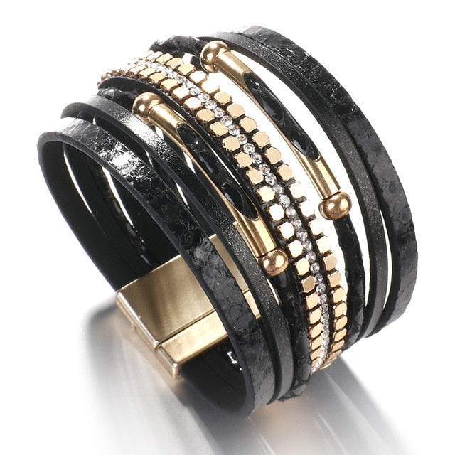 Dulcie Snakeskin Pattern Leather Bracelets - Oneposh