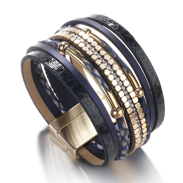 Dulcie Snakeskin Pattern Leather Bracelets - Oneposh