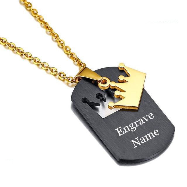 Crown Stainless Steel Personalized Couple Necklaces - Oneposh