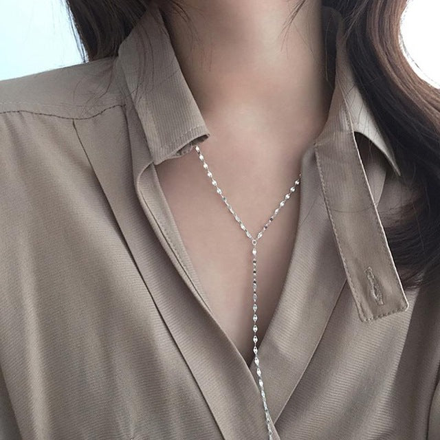 Silver Long Necklace - Oneposh