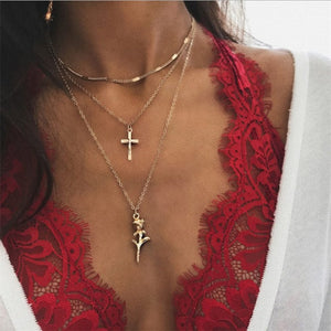 Rose Multi Layer Necklace - Oneposh